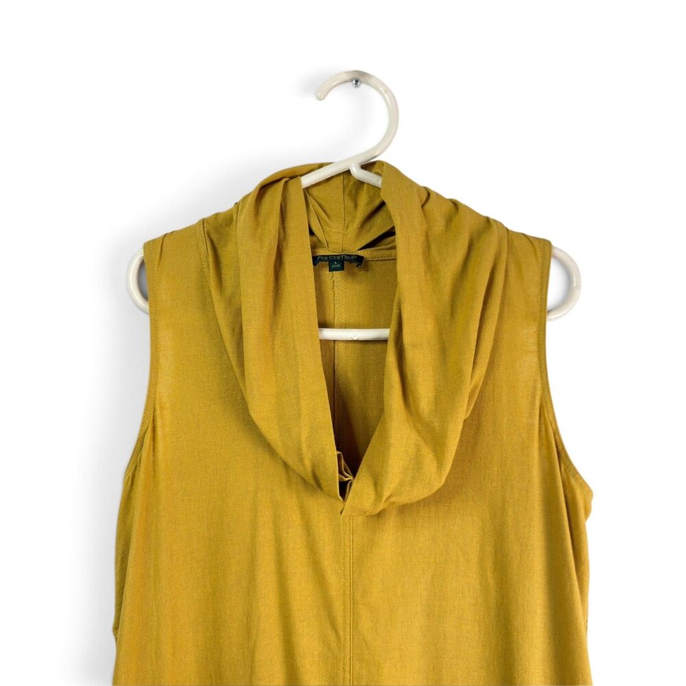 for cynthia linen blend lagenlook cocoon dress cowl neck mustard size large - Picture 4 of 13